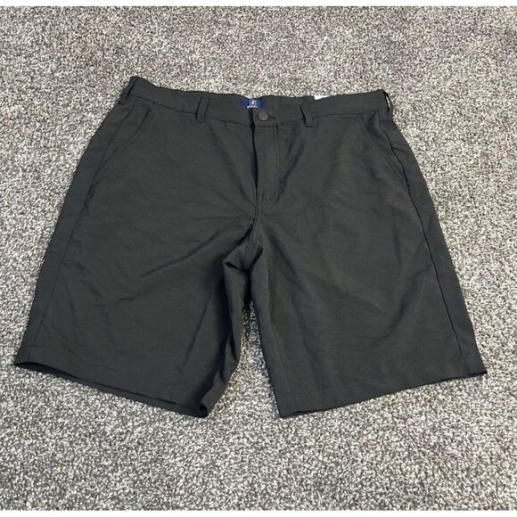 NWT Mens George Solid‎ Black Flat Front Stretch Utility Shorts Size 36 - Picture 1 of 6